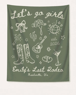 Let's Go Girls Cowgirl Party Banner Moss