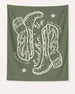 Settlin' Down & Saddlin' Up Cowgirl Boots Banner Moss