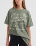 Boxy bachelorette tee with vintage script and doodle icons in a With Love From Charleston style. Personalized with bride name, bachelorette destination, and est. year for the full crew.