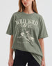 Vintage western-cut bachelorette tee with rodeo bride illustration and Wild Wild Wife script lettering, made for the bride and her crew at a western or cowgirl-themed bachelorette party.