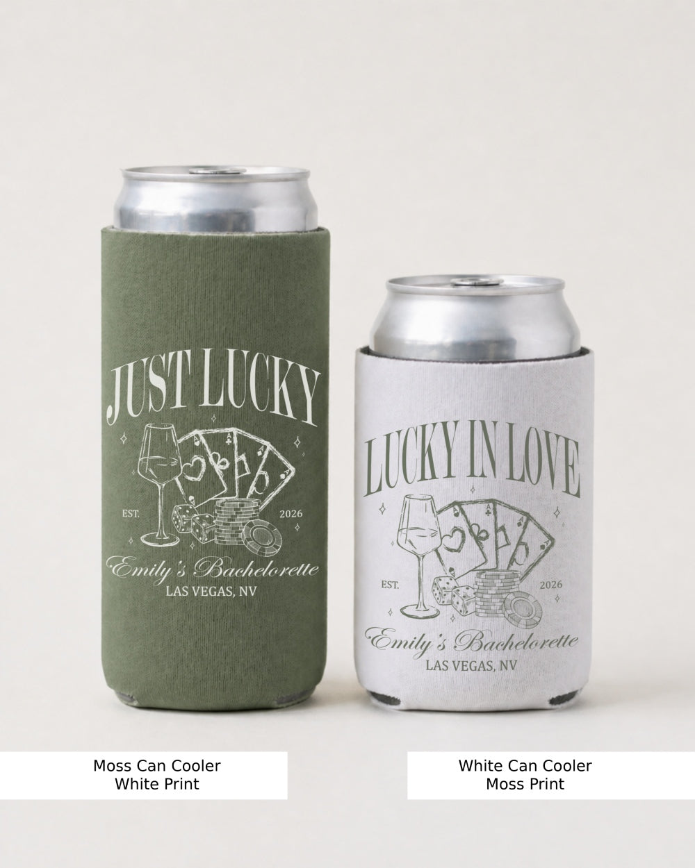 Lucky In Love Wine Cards Can Cooler Moss
