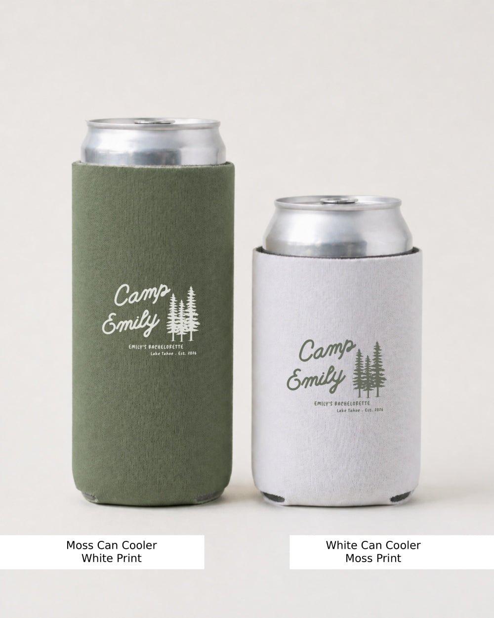 Camp bach party favor can cooler for cabin trips, lake weekends, and bachelorette drinks