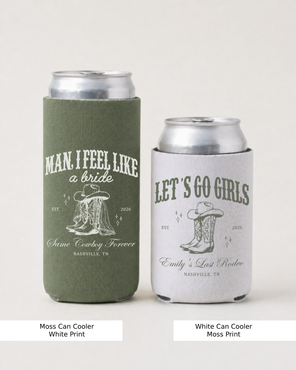 Personalized bachelorette can cooler with western rodeo theme, customizable bride name and party details. Man I Feel Like a Bride design for the bridal crew's bachelorette bash.