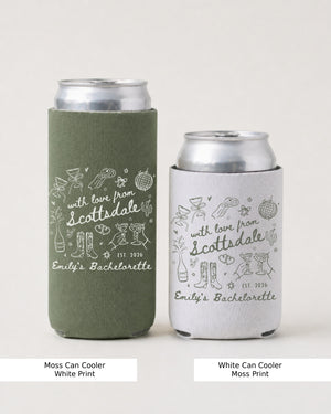With Love from Scottsdale Can Cooler Scottsdale party favor can cooler for girls trips, western weekends, and bachelorette drinks