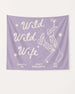 Personalized bachelorette party banner with bride name, date, and city for the Wild Wild Wife theme. Playful cowgirl and martini line-art makes it a standout party decor piece for the whole crew.