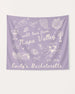 Bride and bridal party bachelorette weekend banner with Napa Valley wine country theme and minimalist line-art doodles. Personalized with bride name, year, and destination for the full crew.
