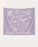 Bride and bachelorette crew banner with hand-drawn Las Vegas doodle art, personalized with bride name, destination city, and EST. year for the full party setup.