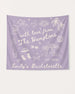 Personalized bachelorette weekend banner with bride name, year, and destination location in minimalist doodle art. Custom keepsake for Hamptons, lake, or city bach parties.
