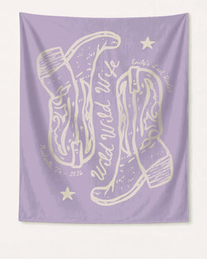 Wild Wild Wife Cowgirl Boots Banner Orchid