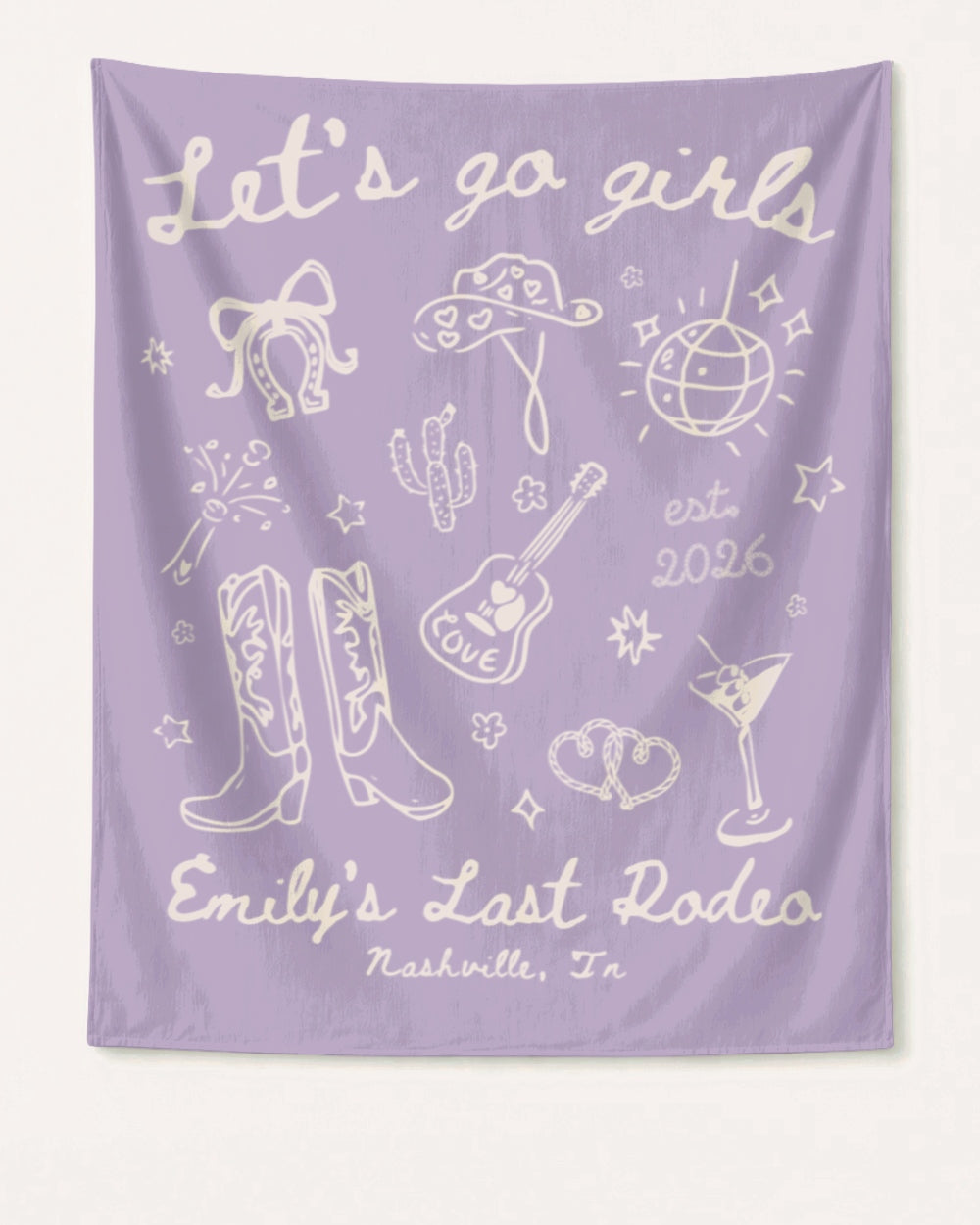 Let's Go Girls Cowgirl Party Banner Orchid