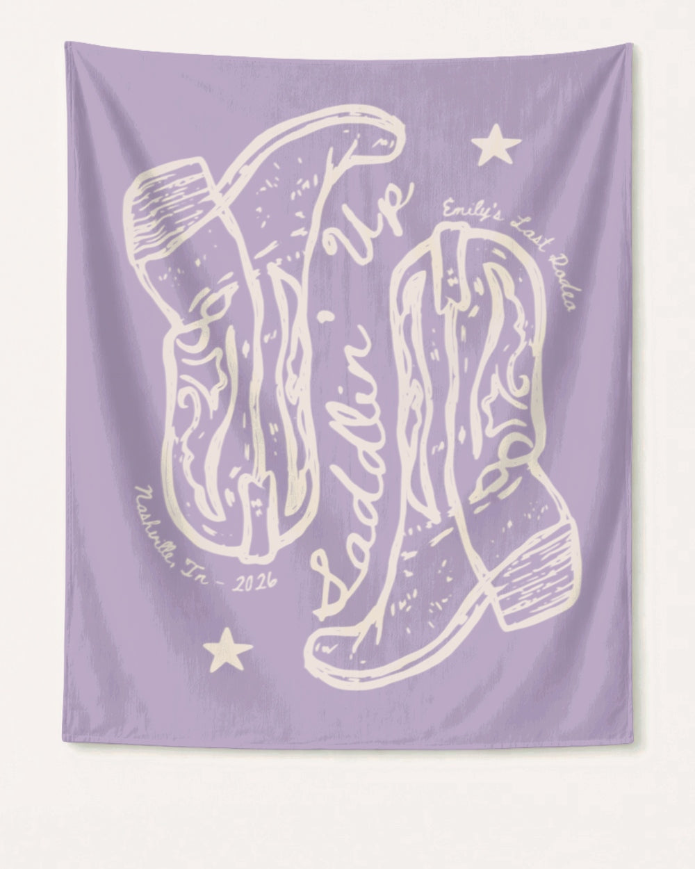Settlin' Down & Saddlin' Up Cowgirl Boots Banner Orchid