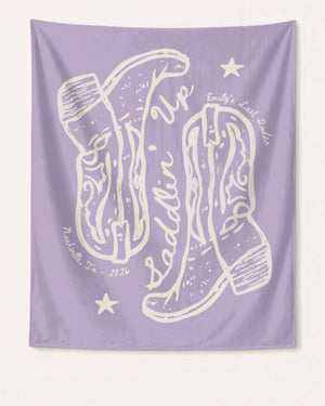 Settlin' Down & Saddlin' Up Cowgirl Boots Banner Orchid