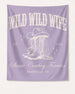 Personalized Wild Wild Wife bachelorette banner with bride name, year, and destination city in vintage western script. Custom cowgirl bridal party decor for Nashville or any bachelorette weekend.