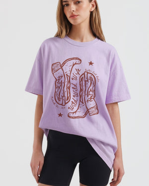 Wild Wild Wife Cowgirl Boots T-Shirt Orchid