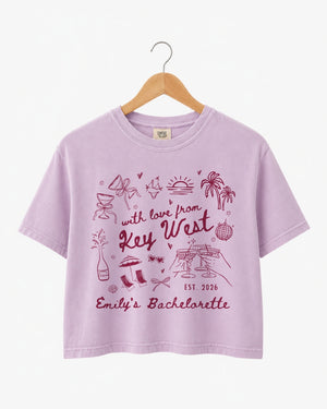 With Love from Key West Crop Top Key West party shirt for destination trips, beach weekends, and bachelorette celebrations