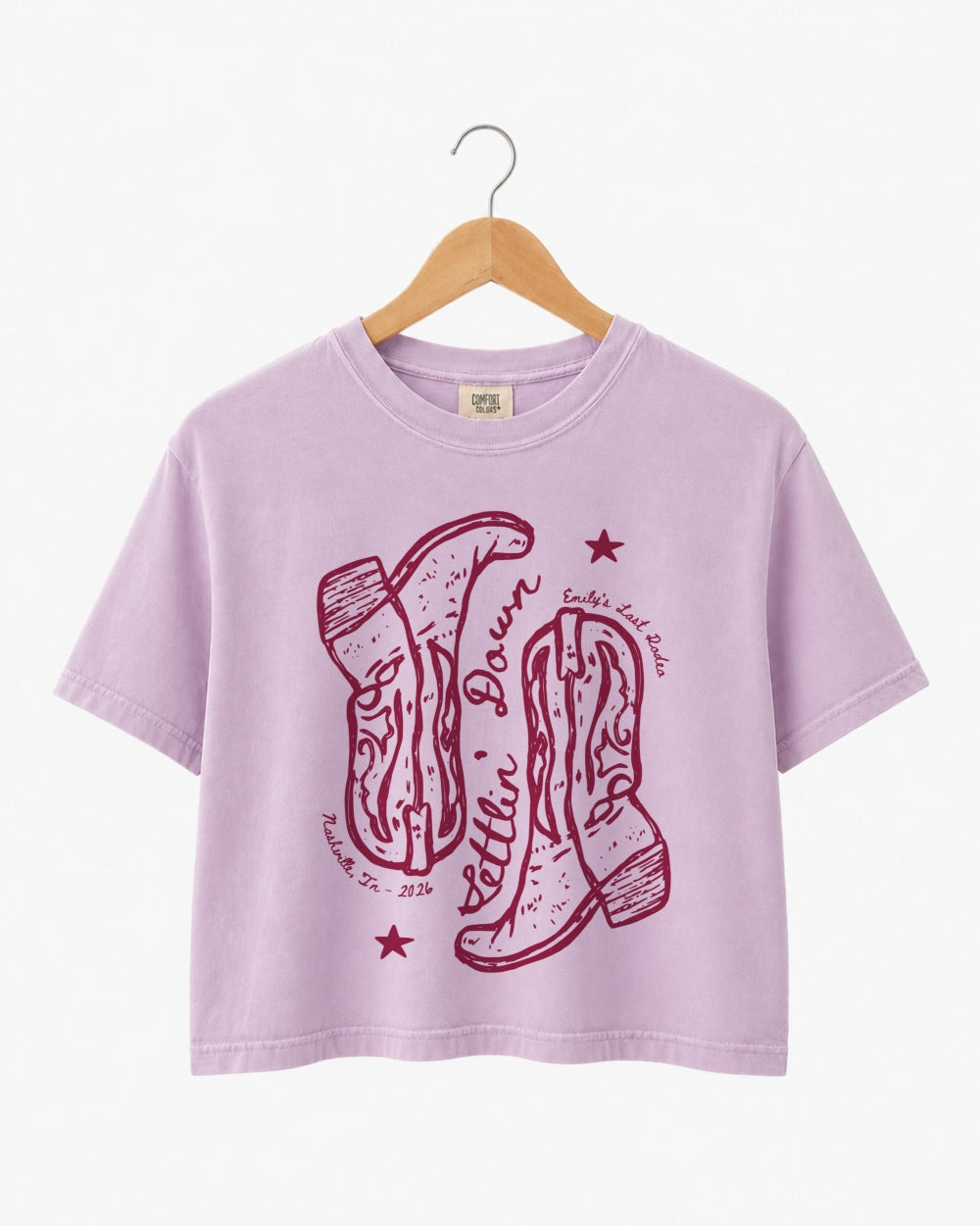 Settlin' Down & Saddlin' Up Cowgirl Boots Crop Top Orchid