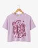 Settlin' Down & Saddlin' Up Cowgirl Boots Crop Top Orchid
