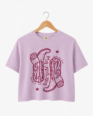 Personalized bride crop top for last rodeo parties and western bridal party looks