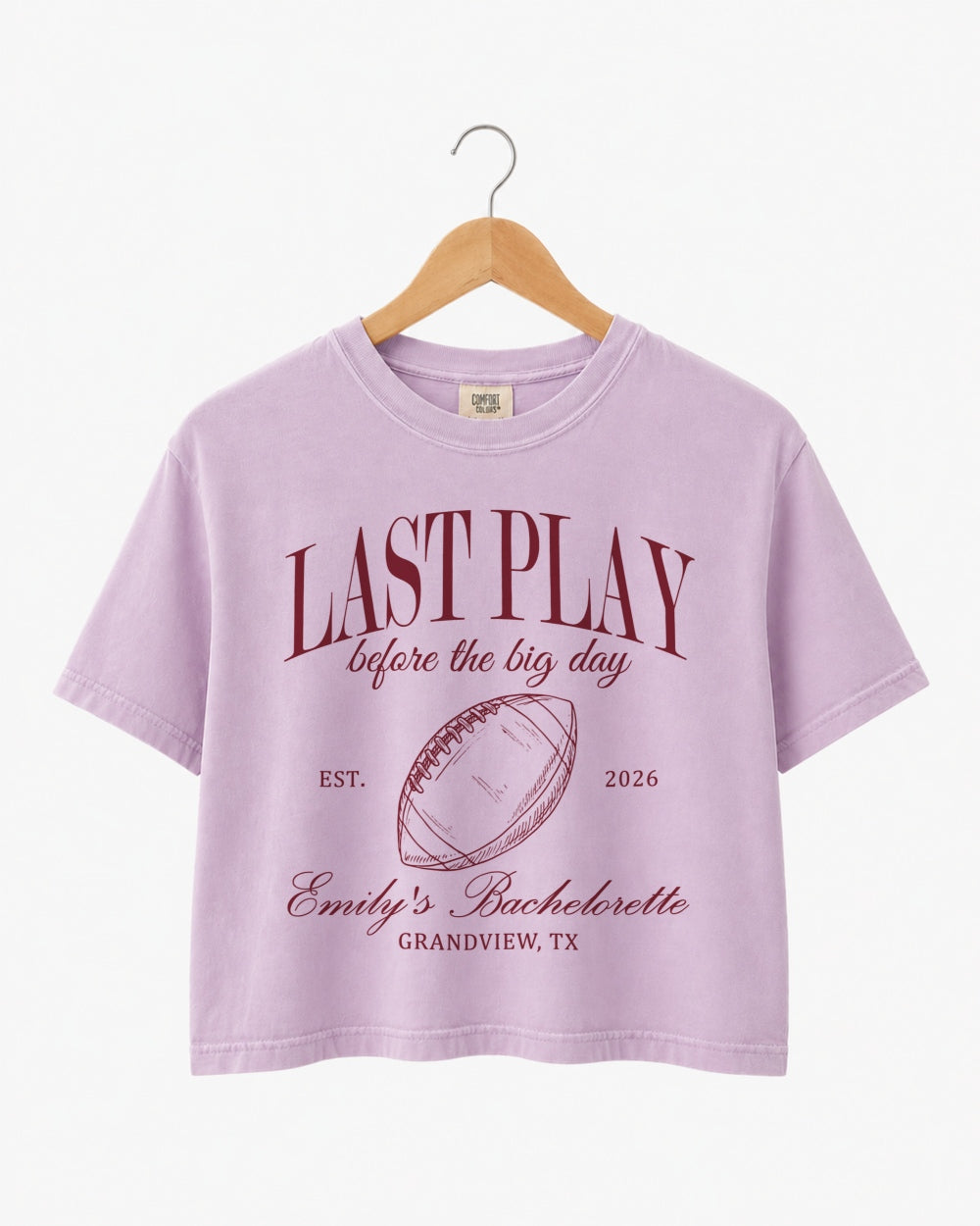 Last Play Before the Big Day - Football Crop Top Orchid