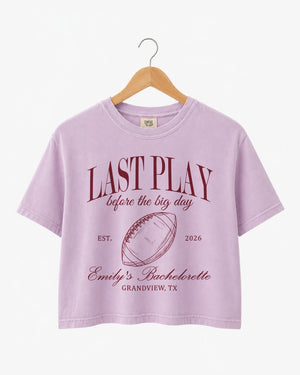 Last Play Before the Big Day - Football Crop Top Orchid