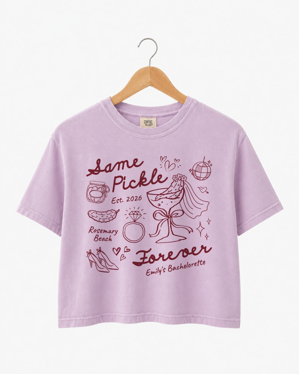 Same Pickle Forever & Last Pickle She'd Ever Tickle Crop Top Orchid