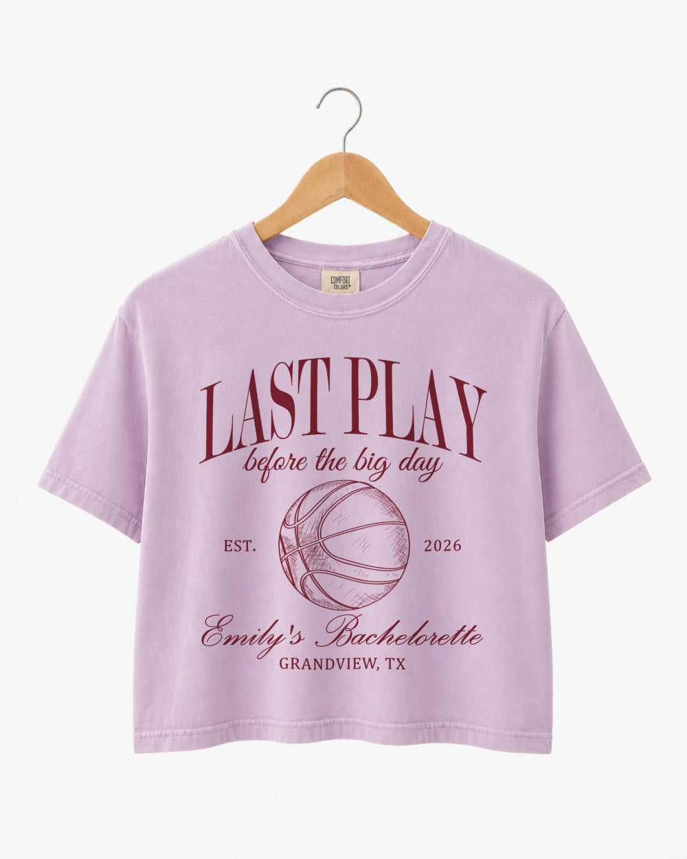 Last Play Before the Big Day - Basketball Crop Top Orchid