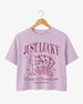 Lucky In Love Wine Cards Crop Top Orchid