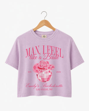 Man, I Feel Like A Bride & Let's Go Girls Disco Crop Top Orchid