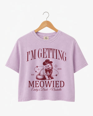 I'm Getting Meowied Bow Crop Top Orchid