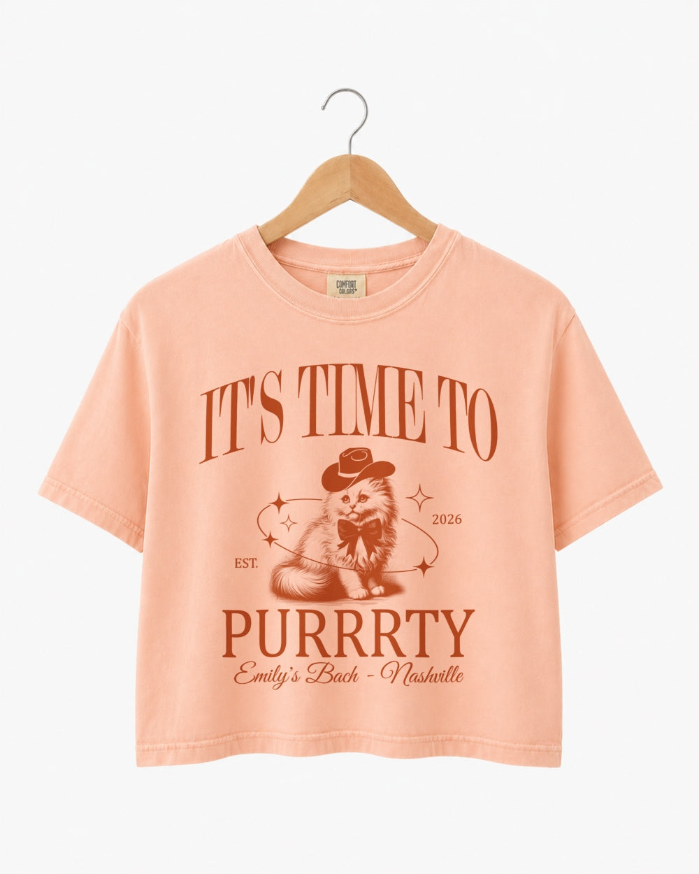 I'm Getting Meowied Bow Crop Top Peachy