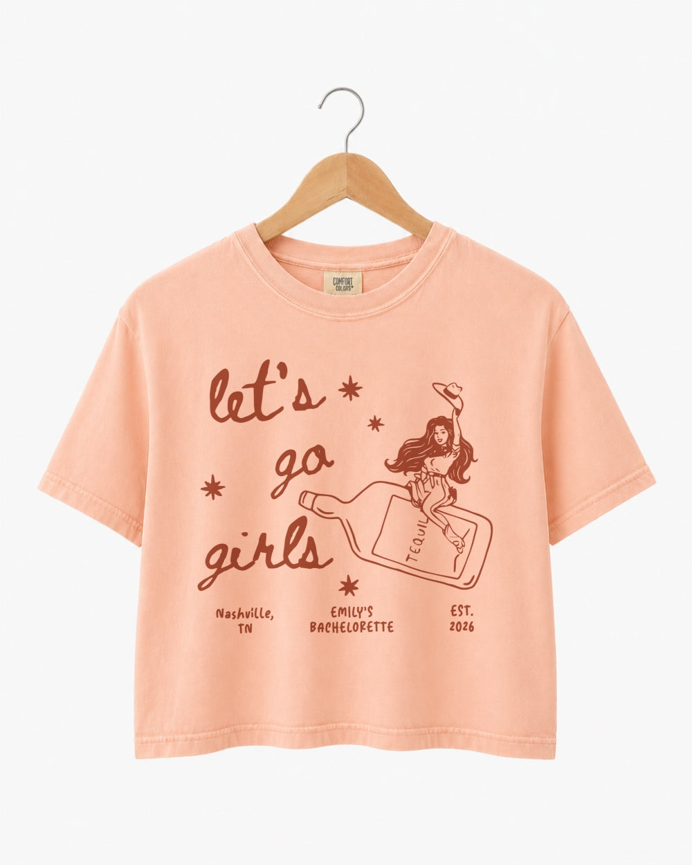 Let's Go Girls Cowgirl Bottle Crop Top Peachy