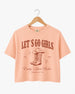 Vintage western script bachelorette crop top with cowboy boot illustration and rodeo theme lettering. Personalized with bride name, EST year, and destination city for the whole Nashville crew.