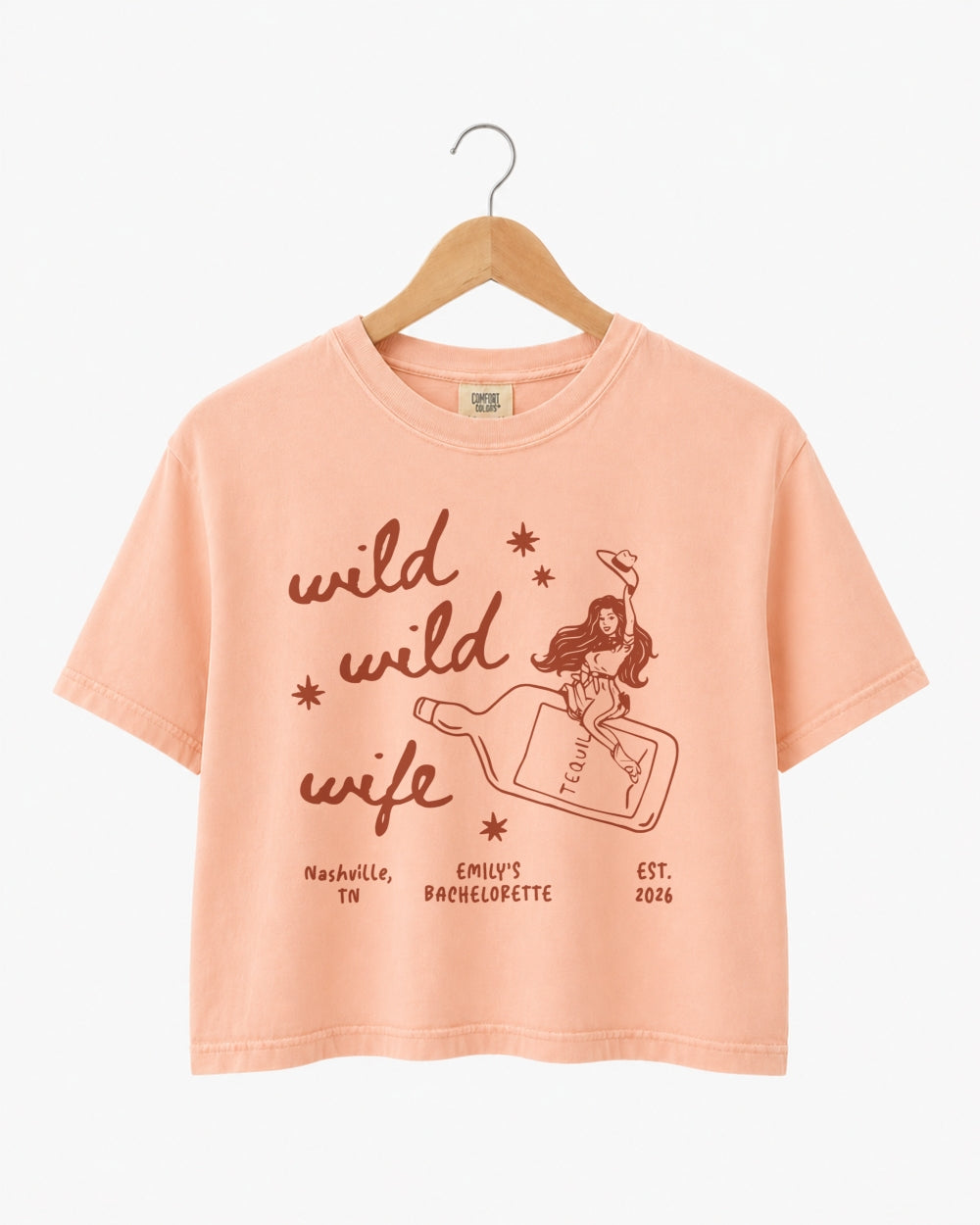 Wild Wild Wife Cowgirl Tequila Crop Top Peachy