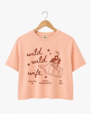 Wild Wild Wife Cowgirl Tequila Crop Top Peachy