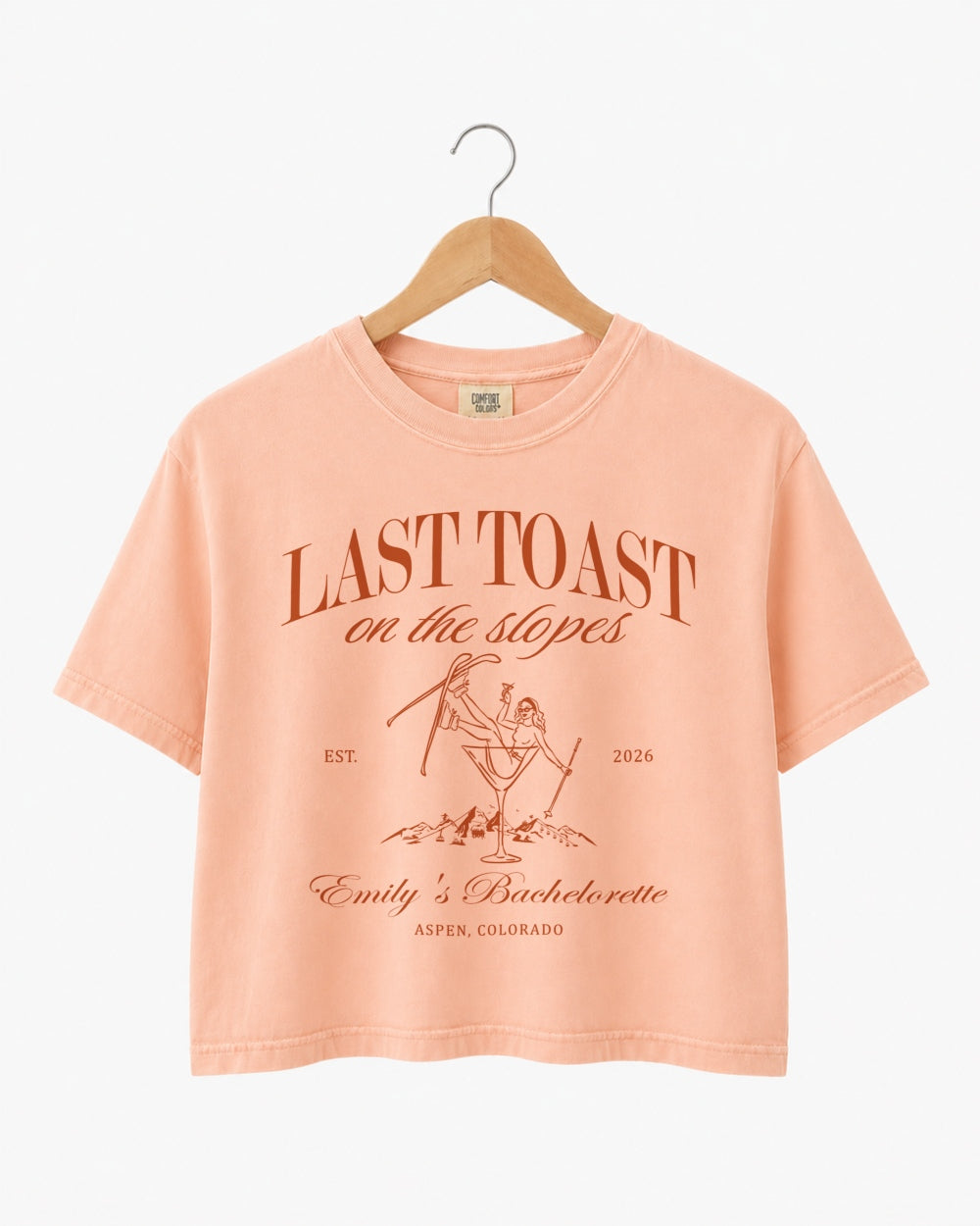 Last Toast on The Slopes Martini Crop Top Peachy
