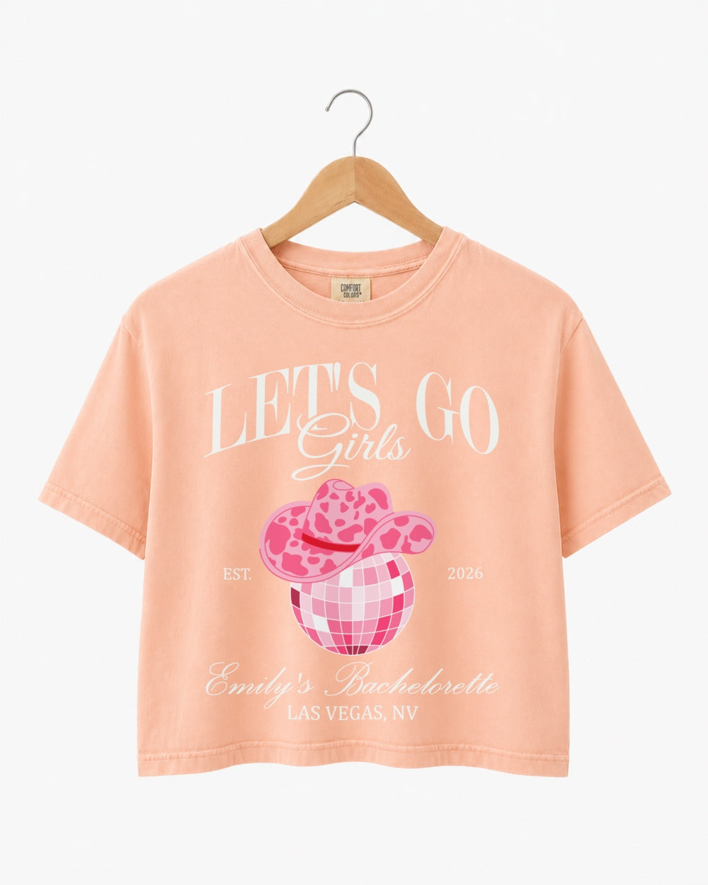 Man, I Feel Like A Bride & Let's Go Girls Disco Crop Top Peachy