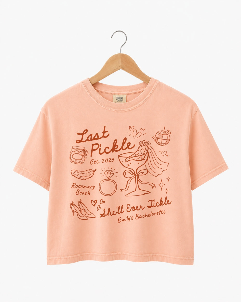 Same Pickle Forever & Last Pickle She'd Ever Tickle Crop Top Peachy