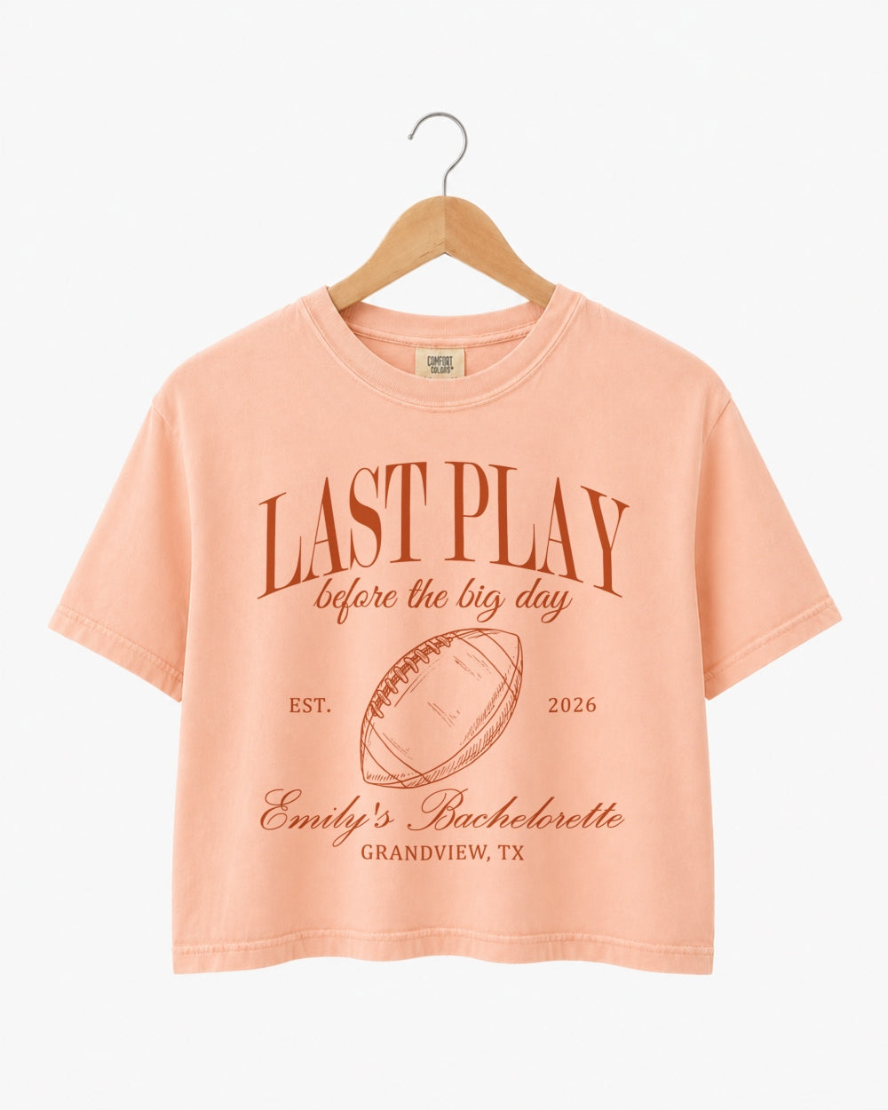 Last Play Before the Big Day - Football Crop Top Peachy