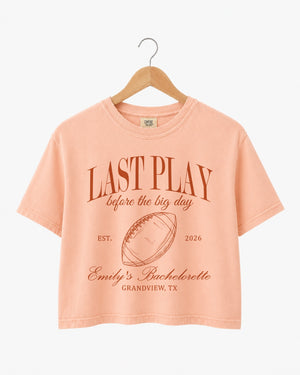Last Play Before the Big Day - Football Crop Top Peachy