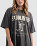 Bachelorette weekend western tee for the Last Rodeo crew, vintage cowboy boot illustration with bride name, year, and city customizable for Nashville or any destination.
