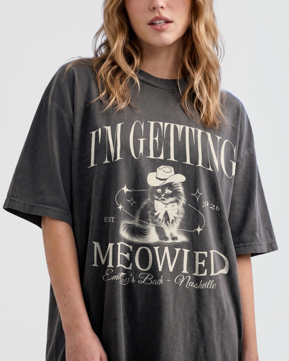 I'm Getting Meowied Bow T-Shirt Pepper