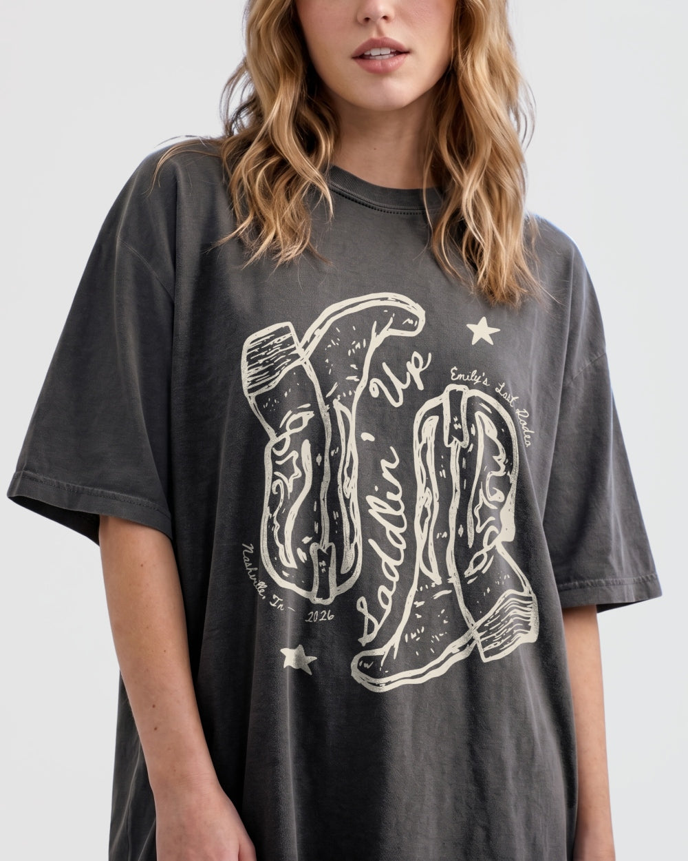 Settlin' Down & Saddlin' Up Cowgirl Boots T-Shirt Pepper