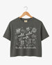 Matching shirts for the bachelorette crew with Wild Wild Wife script and playful line-art doodles. Personalized boxy crop top with bride name, date, and destination city for the whole party.