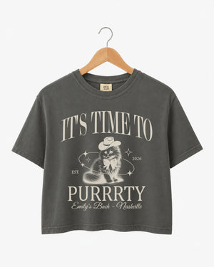 I'm Getting Meowied Bow Crop Top Pepper