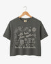 Cropped bachelorette party top with minimalist line-art doodle script, destination city and bride name customizable. Perfect for the Austin bachelorette crew or any girls trip weekend.
