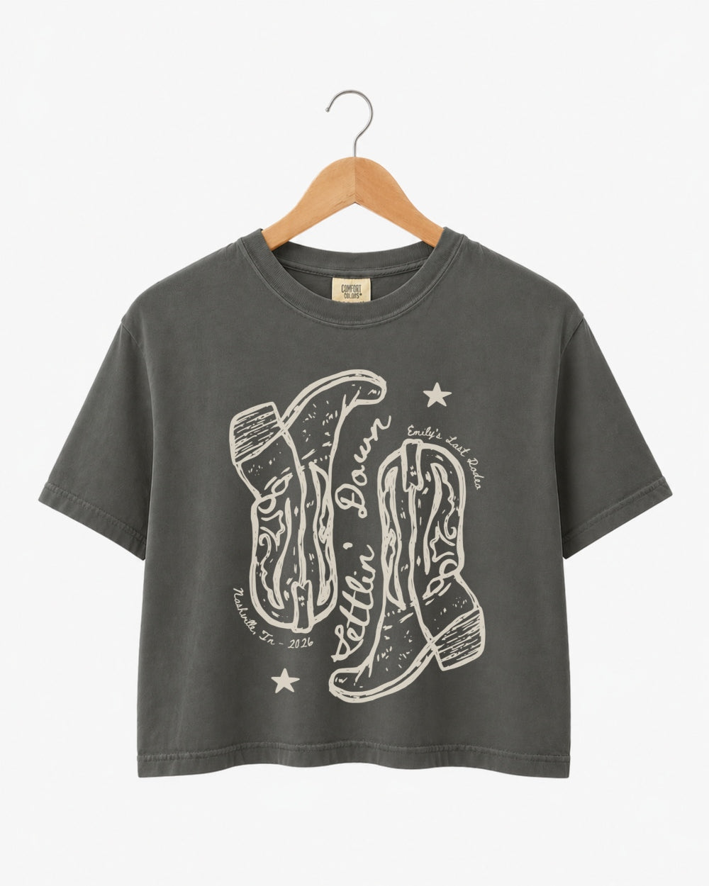 Settlin' Down & Saddlin' Up Cowgirl Boots Crop Top Pepper