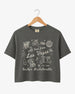 Cropped bachelorette top with vintage line-art illustration and script lettering for a Las Vegas girls weekend. Personalized with bride name, year, and destination city for the whole crew.