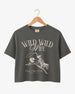 Cropped bachelorette tee with vintage western illustration for the Wild Wild Wife crew. Personalized with bride name, destination city, and year for the whole rodeo party.