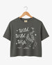 Personalized bride crop top with cowgirl themed Wild Wild Wife design for party photos