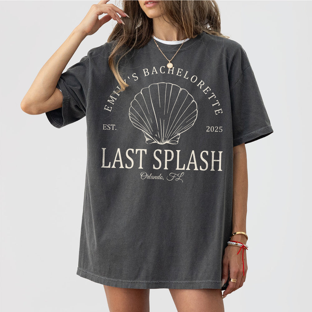 Personalized Last Splash Bachelorette Party Shirt Shell Mermaid Bachelorette Shirt Pool Bachelorette Tshirt Coastal Bridal Party Shirt Beach - Pepper Product Image